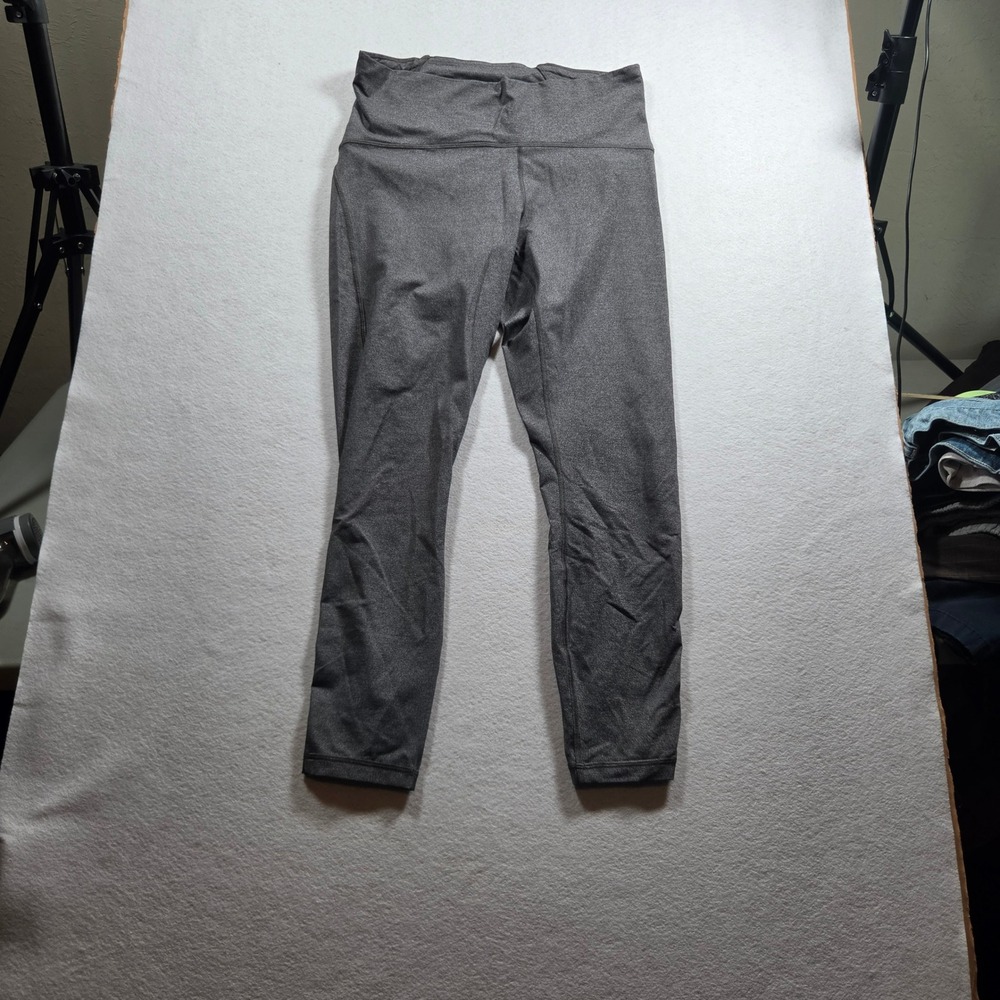 Lululemon Wunder Under High Rise Leggings 6 Gray Heathered 25 Inseam Mesh Detail